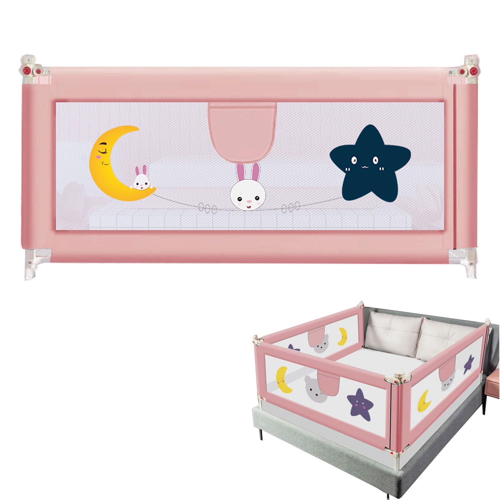 HUHJYUGE Bed Rail, Barandilla de Cama para Niños, Barrera de Seguridad para Cama Bebé, Protección Anticaídas, Doble Cierre de Seguridad/Ajustable en Altura Barrera Cama (C 2.2m)