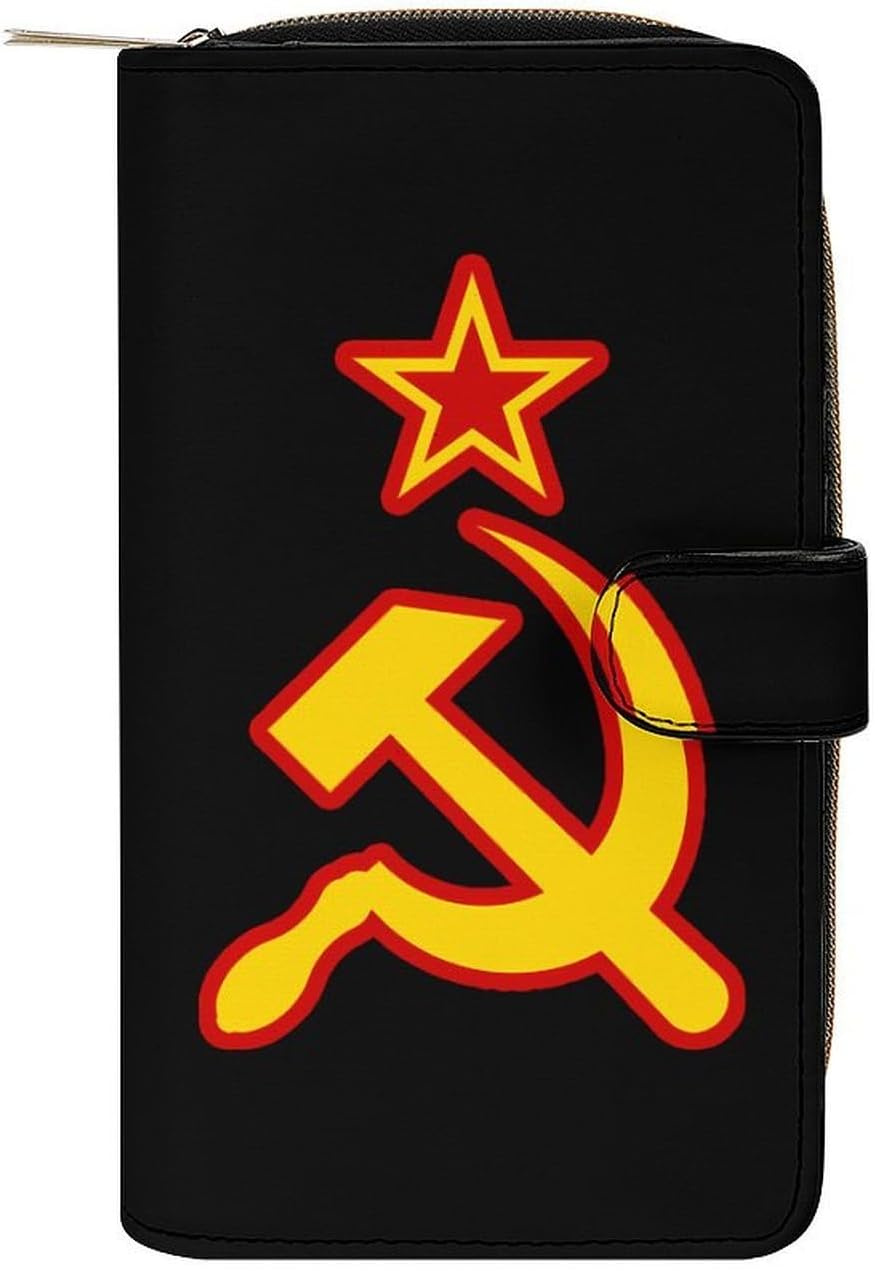 Soviet Union Logo Women's Long Wallets Leather Purse Fold Clutch Credit Card Holder