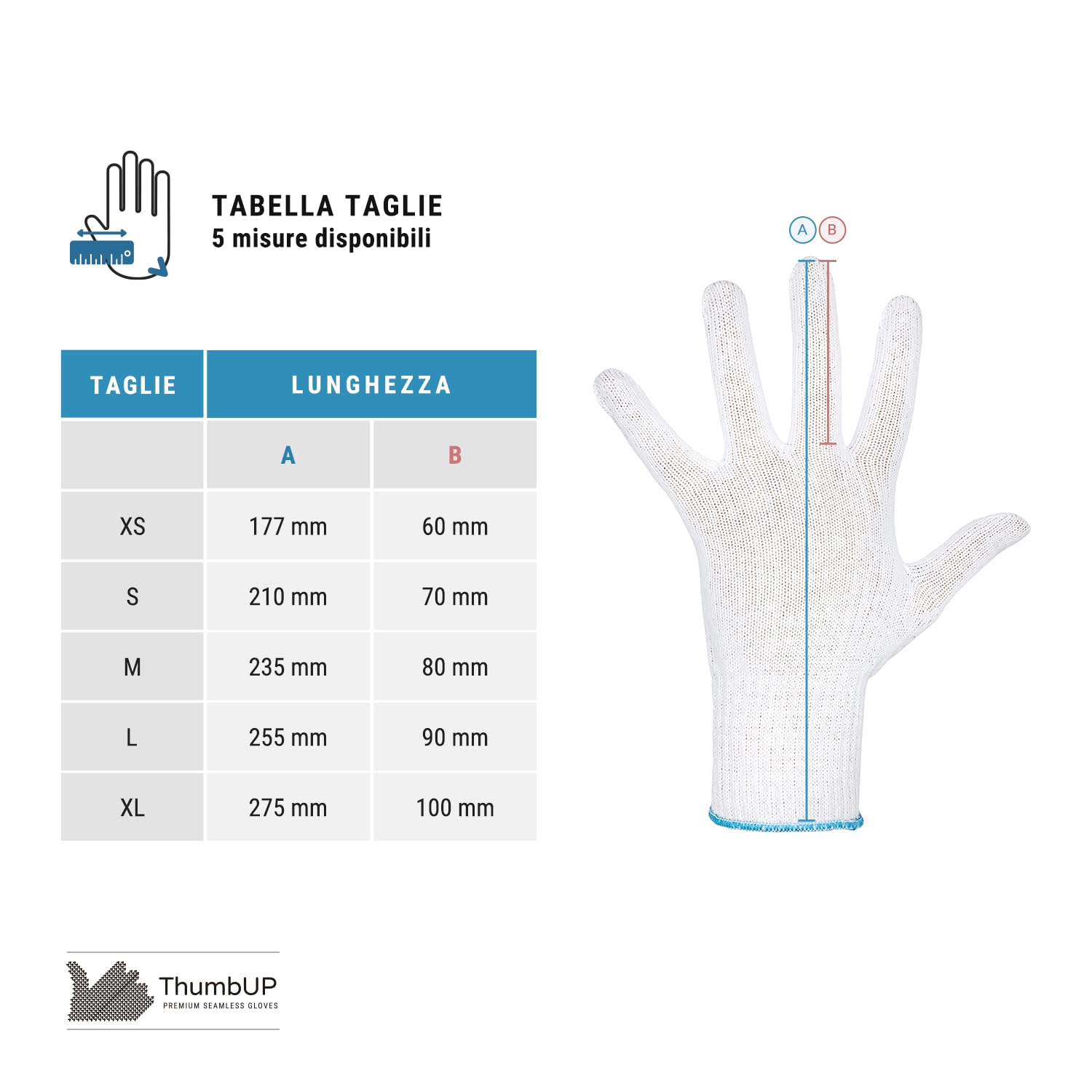 ThumbUP Supersoft - 12 Paia di Guanti in 100% Cotone Made in Italy Since 1994, Ipoallergenici Latexfree, Senza Cuciture, Lavabili Riutilizzabili, Bianco, Taglia XL