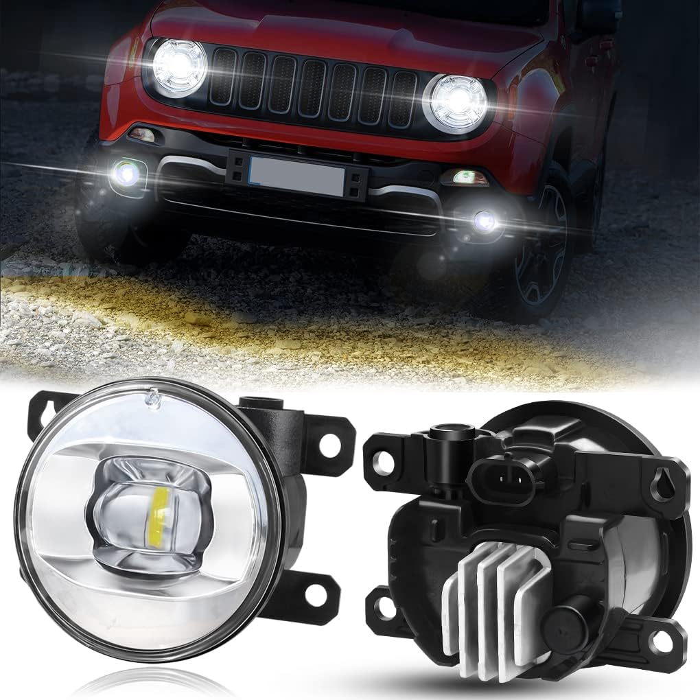 3.5 Inch LED Lens Fog Lights for Jeep 2017-2019 Compass, 2015-2020 Renegade, 2014-2016 Cherokee, Lincoln 2007-2015 Navigator, 2005-2006 LS, Front Bumper Driving Offroad Fog Lamp
