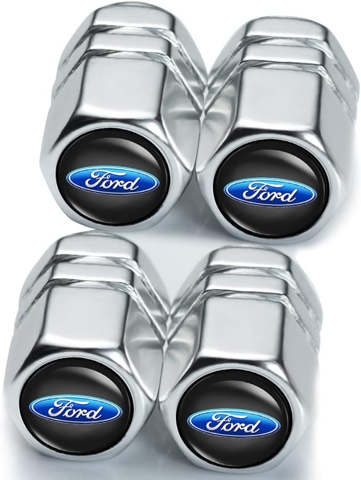 Car Tyre Valve Caps,Car Dust Caps for Fprd Fusion F150 F250 F350 F450 F550 Edge Explorer Mustang F151,Corrosion Resistant Premium Leak-Proof Wheel Caps for Car Tyres,Car Accessories,Silver(4 Pcs)