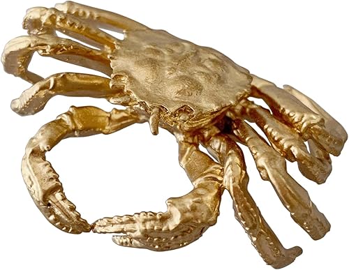 Escultura de Cangrejo Dorado Ornamento de Metal Sólido Mini Figurilla de Cangrejo para Decoración de Escritorio de Hogar Oficina Jardín (Cangrejo)