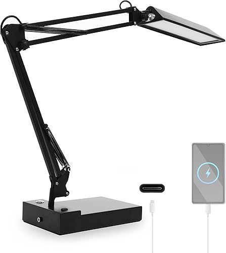 Neatfi Lámpara de mesa con base rectangular, lámpara LED con pantalla acrílica, control táctil, 12 W, regulable, 3 modos de luz, 3000-6500 K,