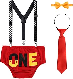 FYMNSI Baby,Clothing,Baby Boys 0-24m,Outfits & Clothing Sets FYMNSI Infant Baby Boy Cake Smash Outfit Toddler Kids 1st 2nd 3rd Birthday Photo Shoot Costume Diaper Cover Shorts Pants Suspenders Bow Tie Necktie 4pcs Set