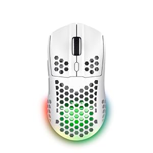 GXTrust Helox Ultralichte Draadloze Oplaadbare Gaming Muis 75g met LED, Wit