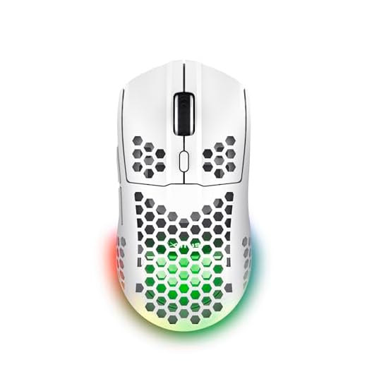Trust Gaming GXT 929W Helox Ratón Gaming Inalámbrico Ultraligero 75g, Batería de 80h, Microrreceptor USB 2,4GHz, dpi Ajustable 800-4800, Mouse Gaming Recargable LED Ordenador Portátil, Blanco