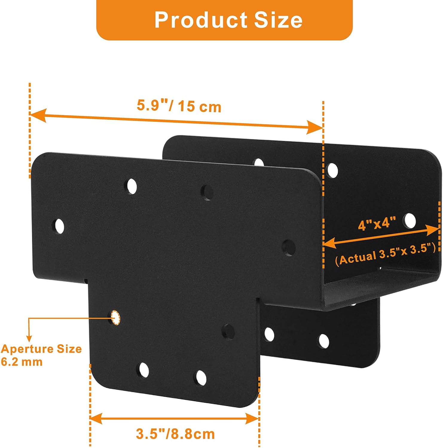 Ertuohg 4 Pcs Pergola Kit T Shaped 4x4 (Actual Size 3.57"x3.57"), Heavy Duty Pergola Brackets 4x4 T Shape, 3 Way DIY Woodwork Gazebo Bracket Kit for Pergolas, Gardens and Other Outdoor Structures