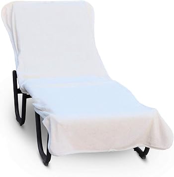 BC BARE COTTON Chaise Lounge Cover, Fitted Terry Cloth Turkish Cotton with Envelope Top, White, 90 x 29 Inches