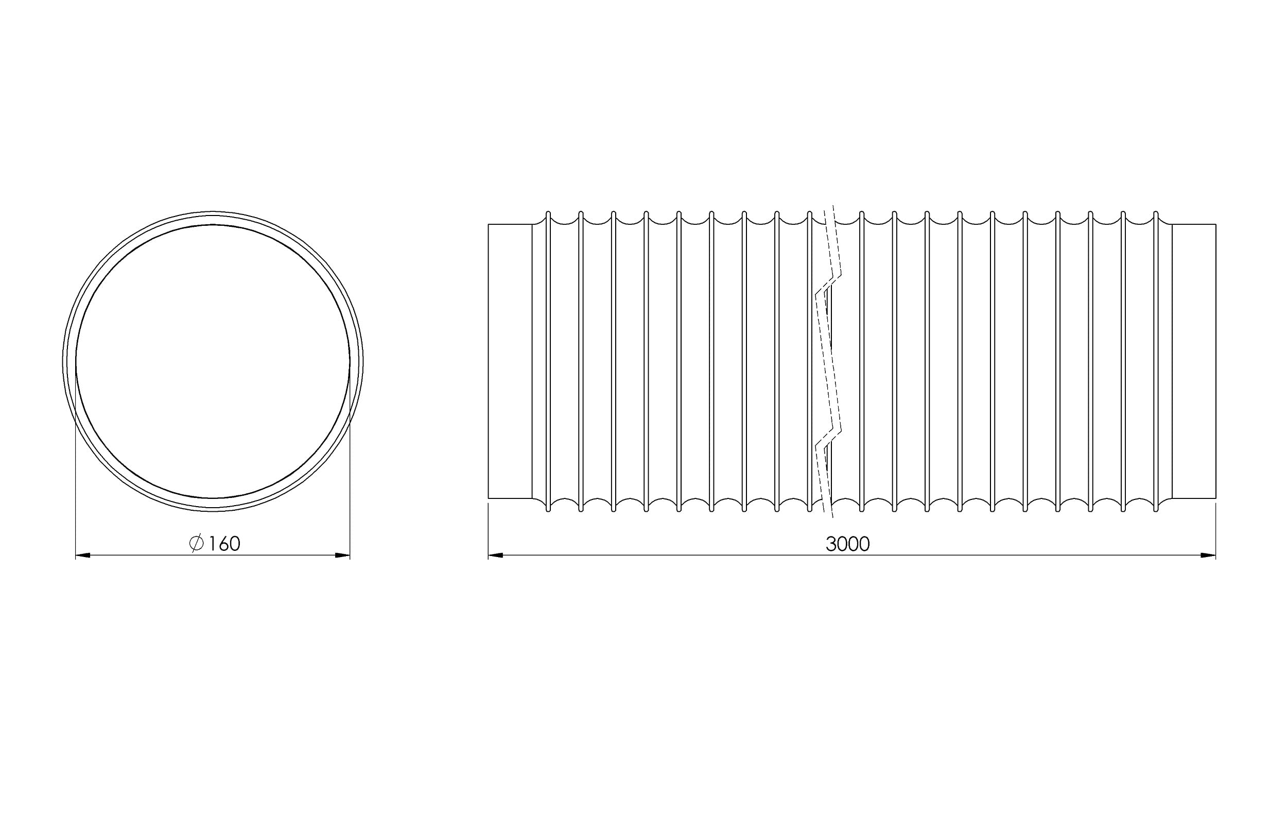 MKK Tubo De Ventilación Enrollable, Diámetro De 160 Mm, Longitud De 1 M (100 Cm