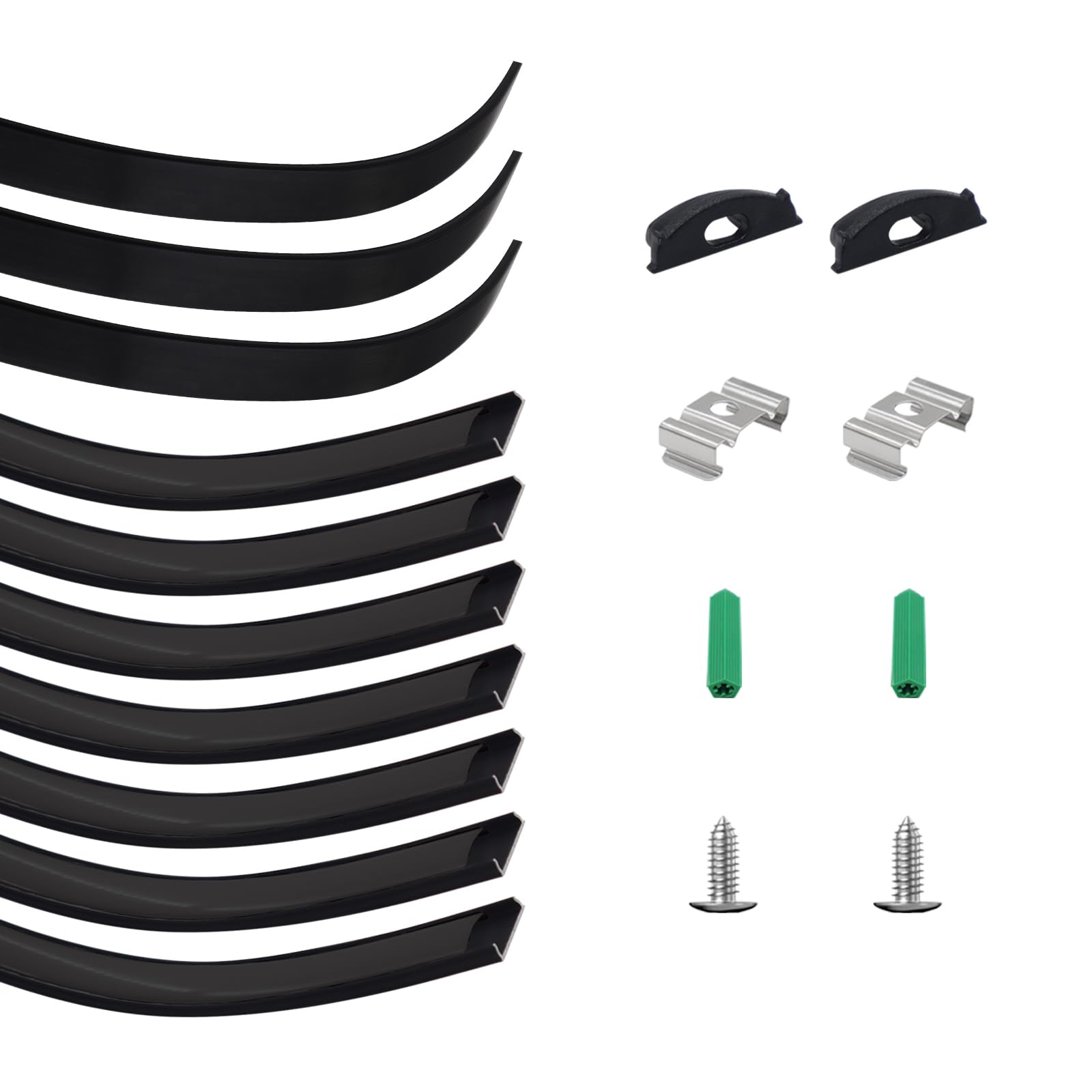 Bendable LED Track 10-Pack, 3.3FT/1M Black Bendable Aluminum LED Channel with Diffuser Cover, Surface Mount Curved Arc Profile Housing for Wall &amp; Ceiling, Fits up to 12.5mm Wide LED Strip Lights