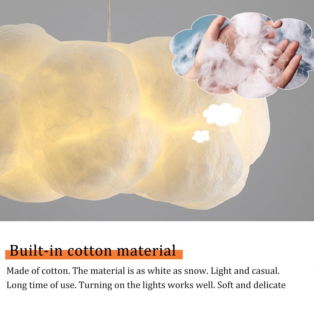 Lustre Creative Cotton Cloud Suspension Luminaire Romantique Décoration Intérieure Hauteur Réglable 1 Lampe Blanc Lampe Suspendus E27 Convient pour Hôtel Restaurant Chambre Salon Éclairage (S