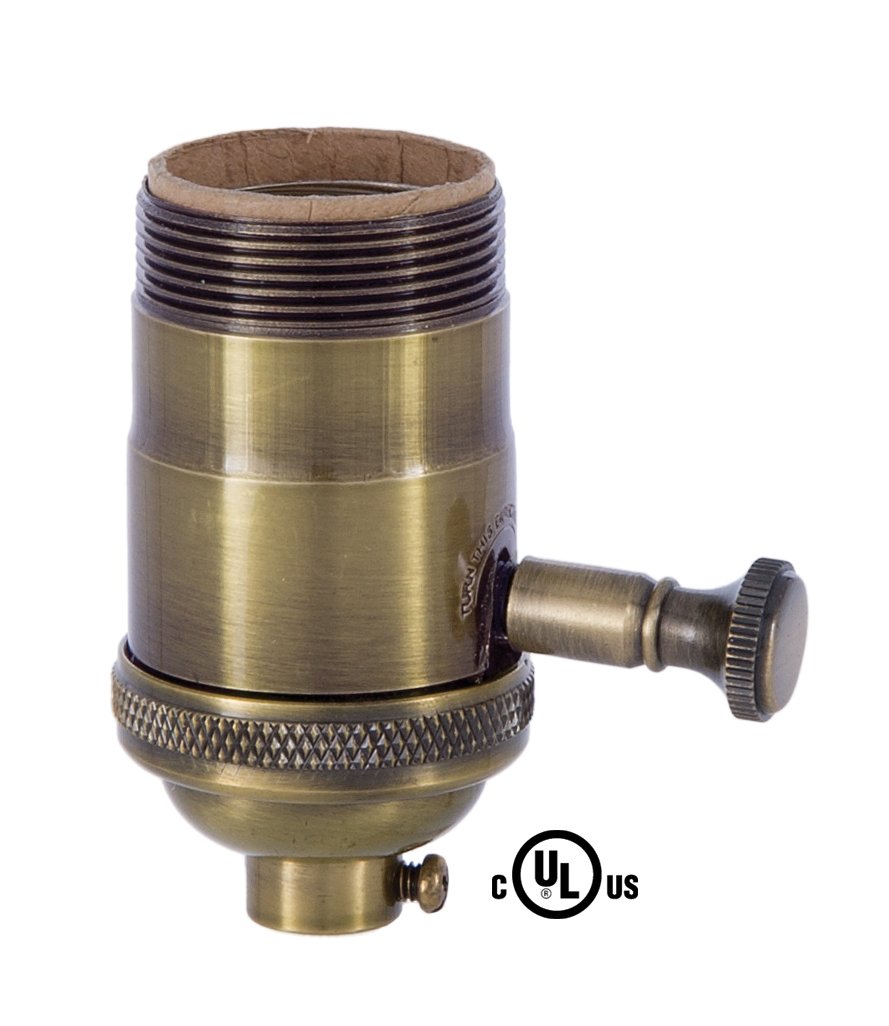 B&P Lamp® Edison Size Full Dimmer Socket in Antique Brass with UNO Thread