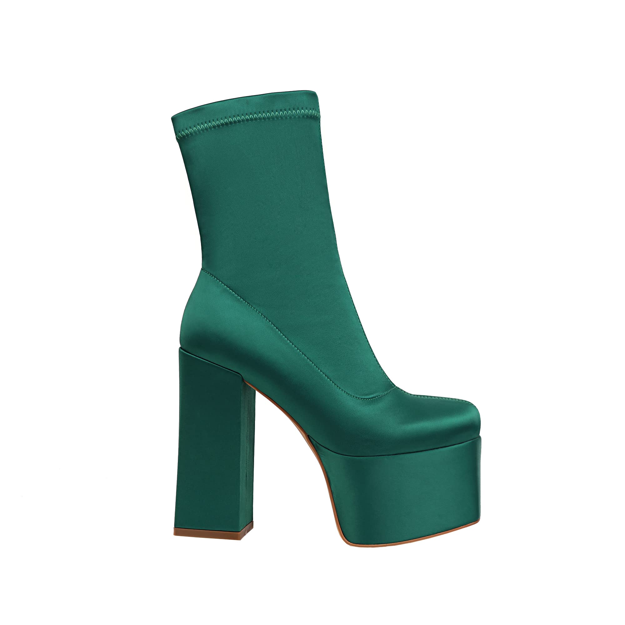 vivianly Women's Platform Ankle BootsHigh Chunky Heel Mid-Calf Boots