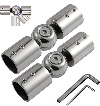 Curtain Rods Corner Connector, LISTENJIALE Heavy Duty Adjustable Corner Curtain Rod Connector for 3/4 Inch Bay Windows BlindsSilver,2 PCS