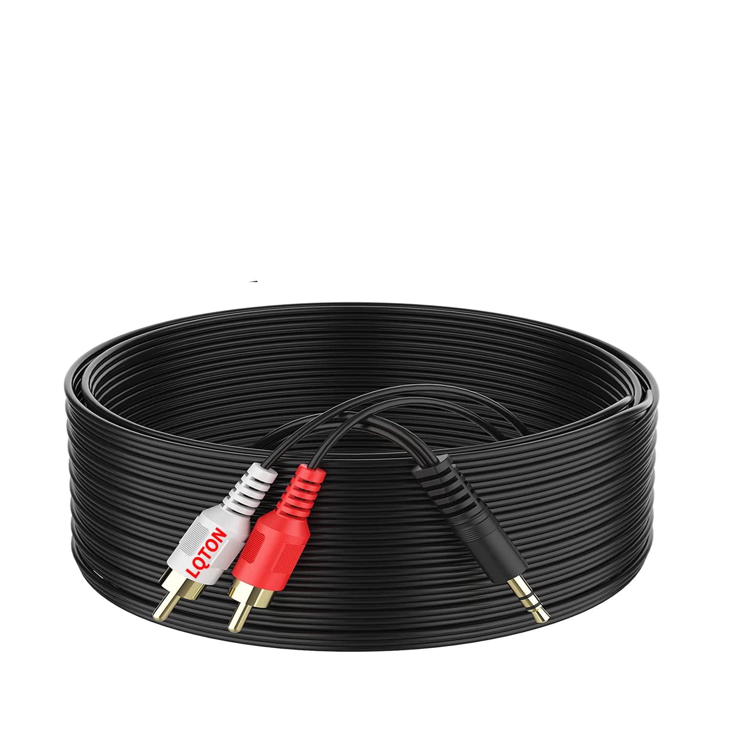 LQTON 3.5 mm aux jack Male to 2 RCA Male Stereo Audio Aux CABLE for Tablet, Smartphone,Home theater - Black (5 METER)