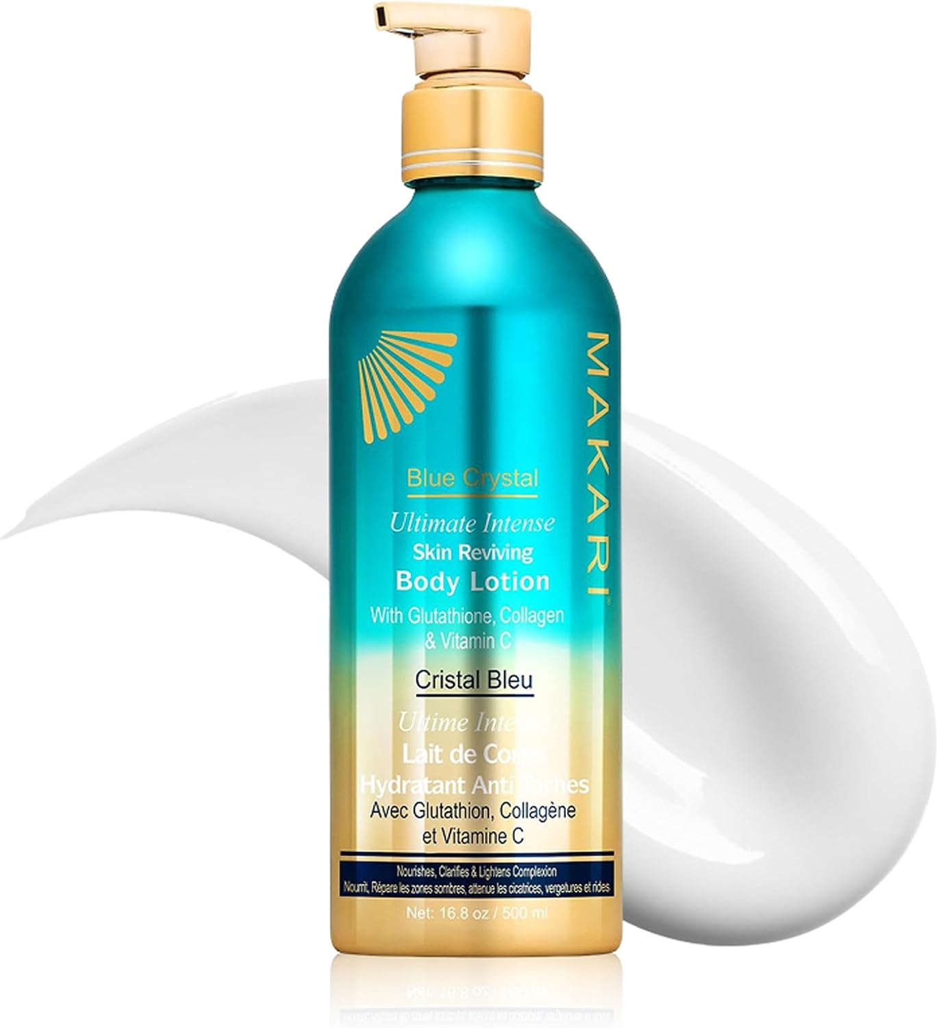 MAKARI Ultimate Intense Blue Crystal Skin Reviving Body Lotion 16.8 oz | Body Lotion with Glutathione & Collagen | Body Moisturizer and Body Cream with Vit C | Body Skin Care Product for Women & Men
