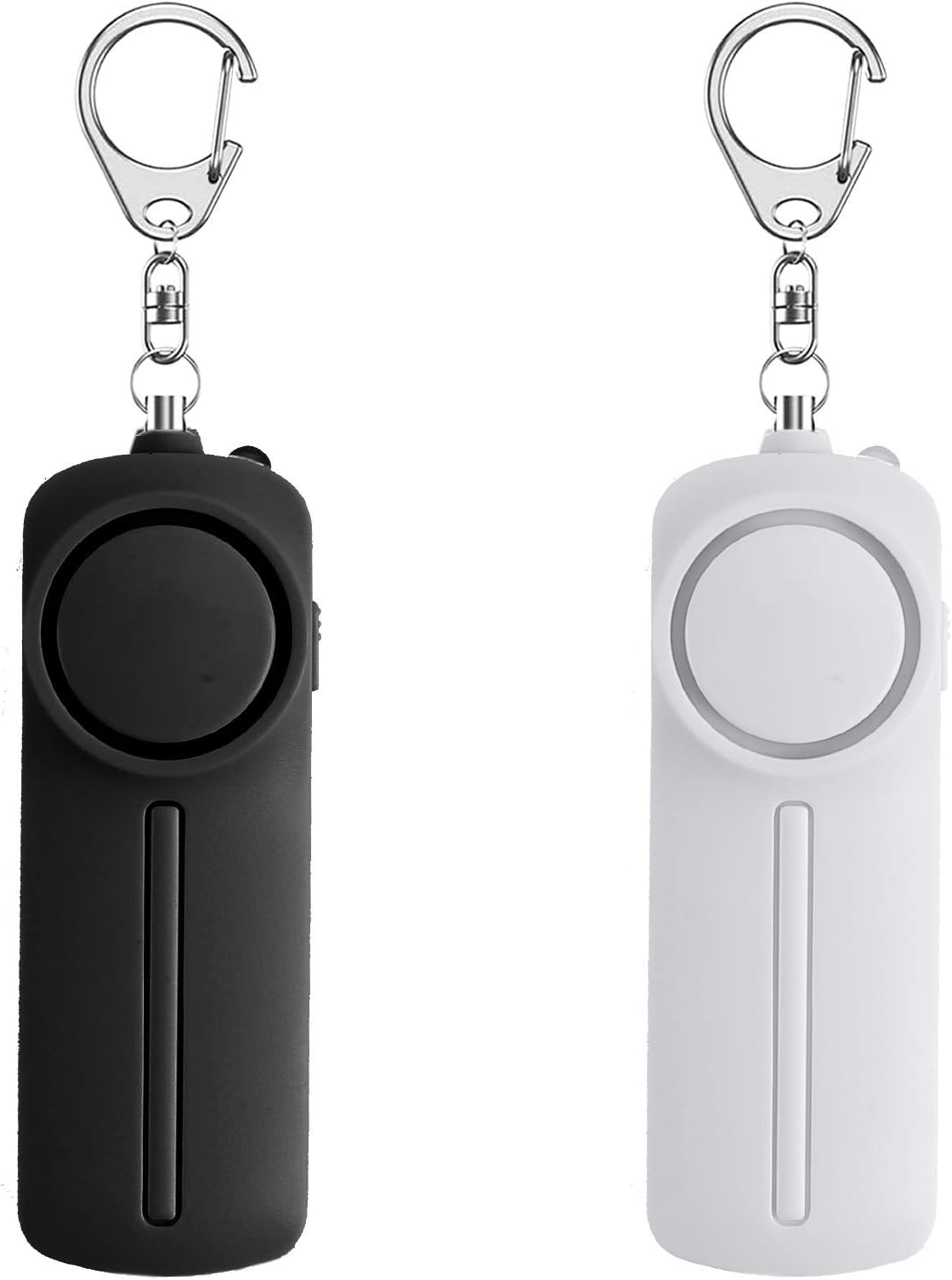 HHJPersonal Alarm Keychain with LED Light, 130 dB Siren Emergency Self Defense Safety Alarm Security Sound Whistle Alarming Apparatus for Outdoor Women Kids Elderly, Anti-rape Device-Black +White