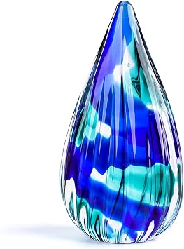 Yao Yuan Hand-Blown Glass Sculpture - Murano-Style Glass Statue and Figurine - Wonderful Gift, Green-Blue