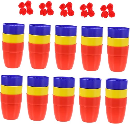 TOYANDONA Trick Cups Balls 30 piezas de accesorios de fiesta herramientas para niños, juguetes para niños, tazas de magia, tazas y bolas de punto,