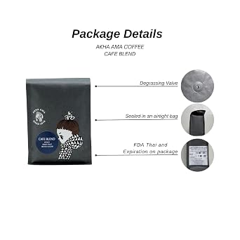 Akha Ama Whole Coffee Beans, Light and Medium Roast, 250 grams (8.8oz.) - Cafe Blend, Flavor Notes of Honey, Dried Fruit, Brown Sugar, 100% Arabica Espresso Coffee Beans From Thailand