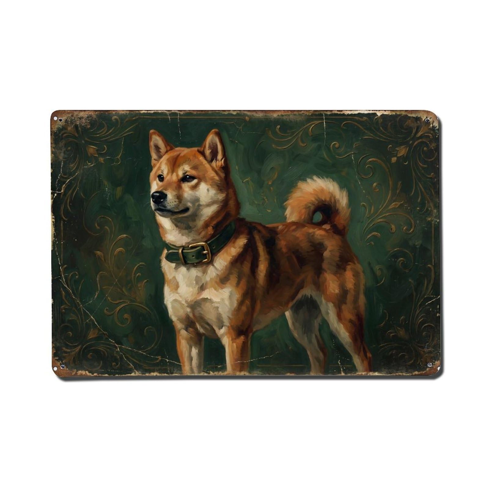 Shiba Inu Spirited Lounge Pet Metal Tin Sign Plaque Wall Decor for Cafe, Club Bar, Office, Home Garden Metal Poster 8x12Inch