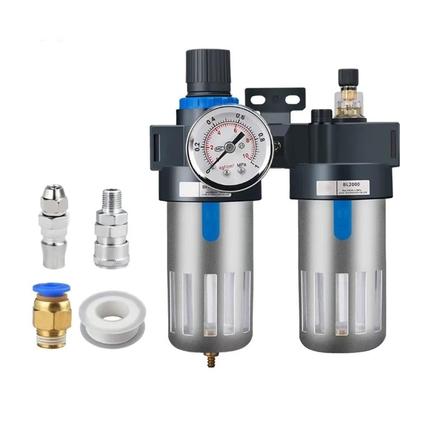 Lubrificatore regolatore di pressione per filtro aria compressa FRL tipo AIRTAC con protezione coppa in metallo BFC2000 BFC3000 BFC4000(BFC4000, Without Fitting)
