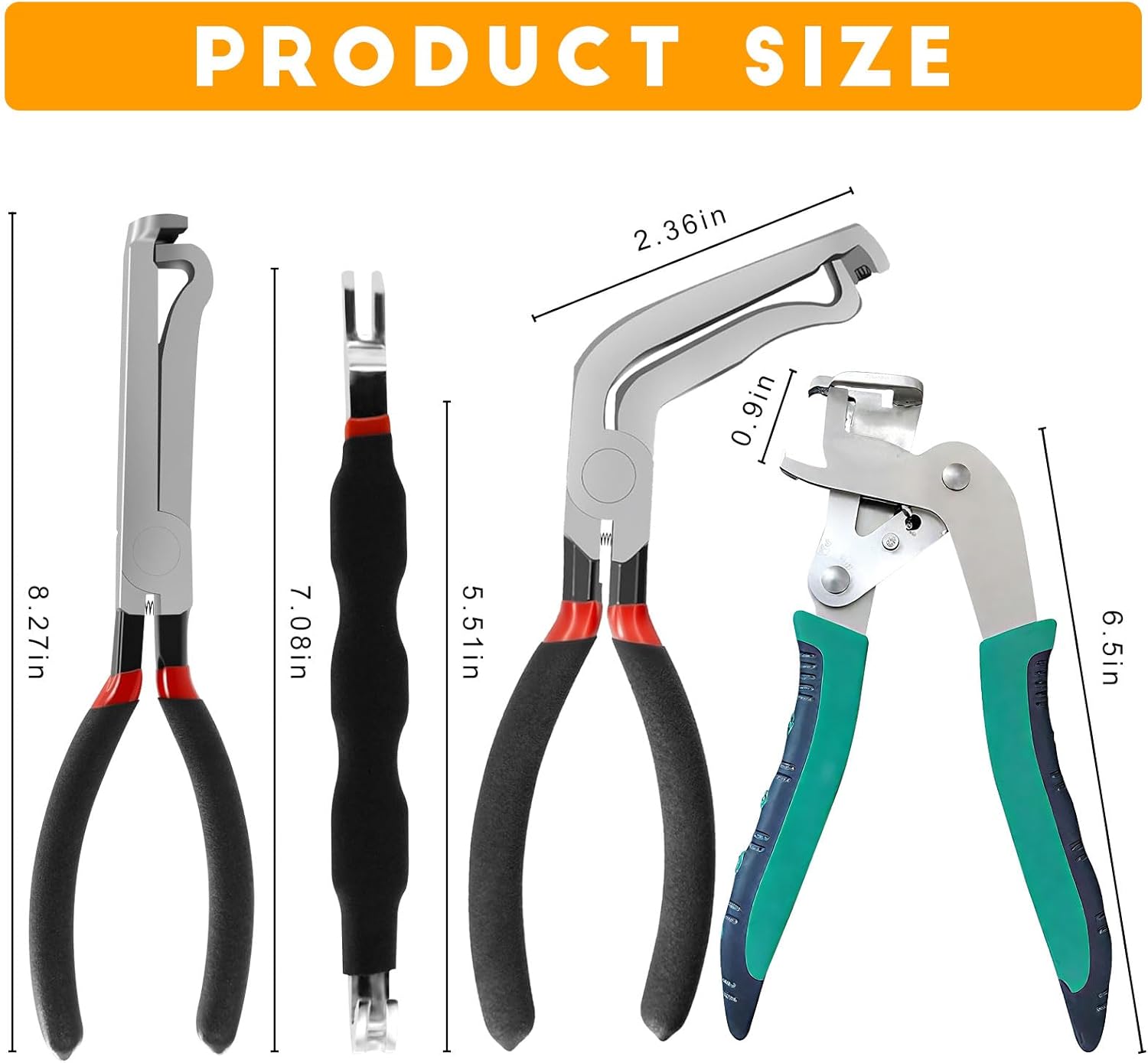 Car Clip Pliers/Disassembly Tools,Efficient Multi-Functional Automotive Snap Ring Pliers,Electrical Disconnect Pliers for Cars,Connector Separator Tool and Fuel line disconnect tool (4PCS)