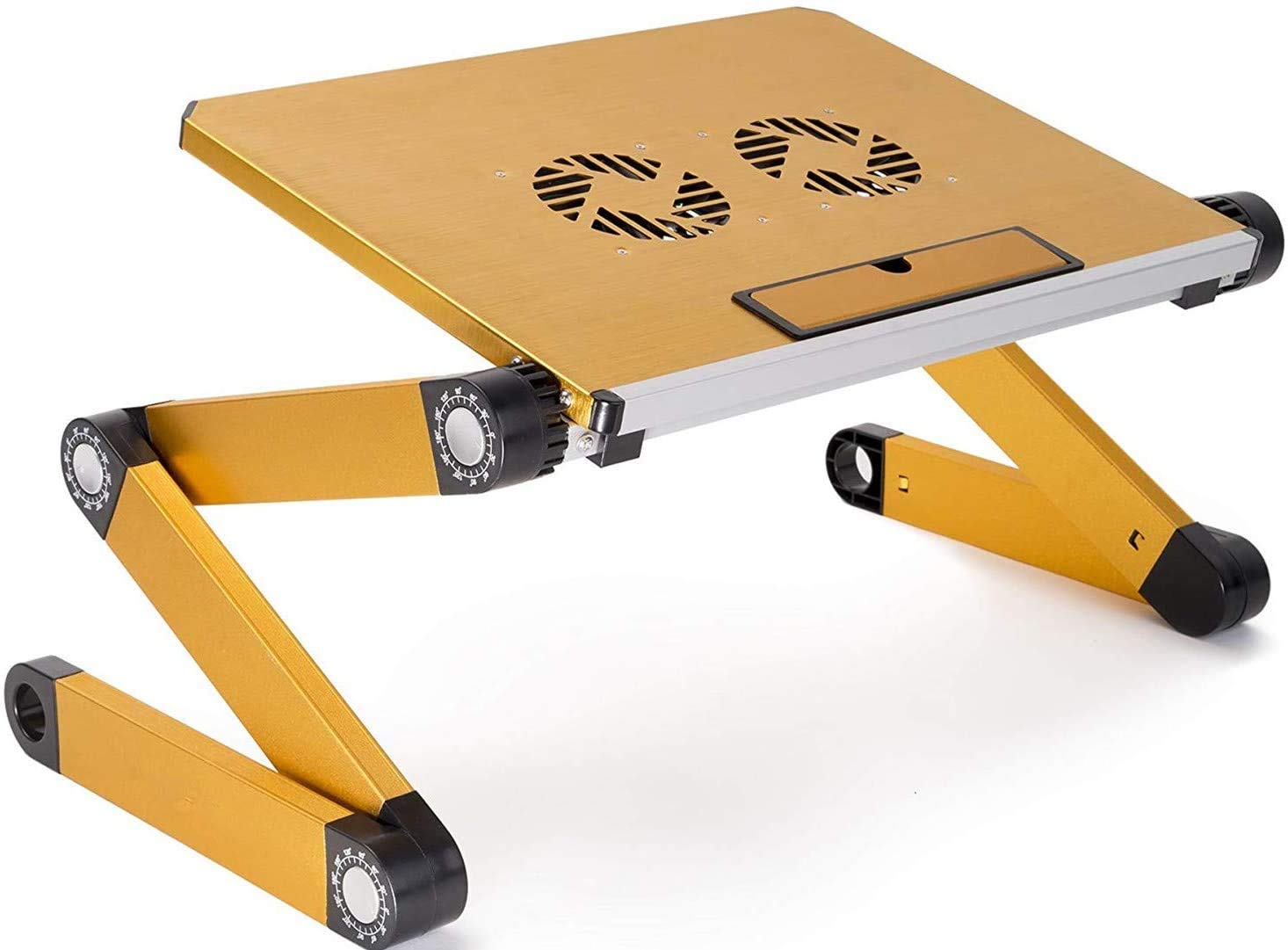 Soporte ergonómico portátil para Ordenador portátil, Mesa de Escritorio, Bandeja Plegable para Cama, Altura y ángulo Totalmente Ajustable con Ventiladores USB para Trabajar Desde casa o Viajes