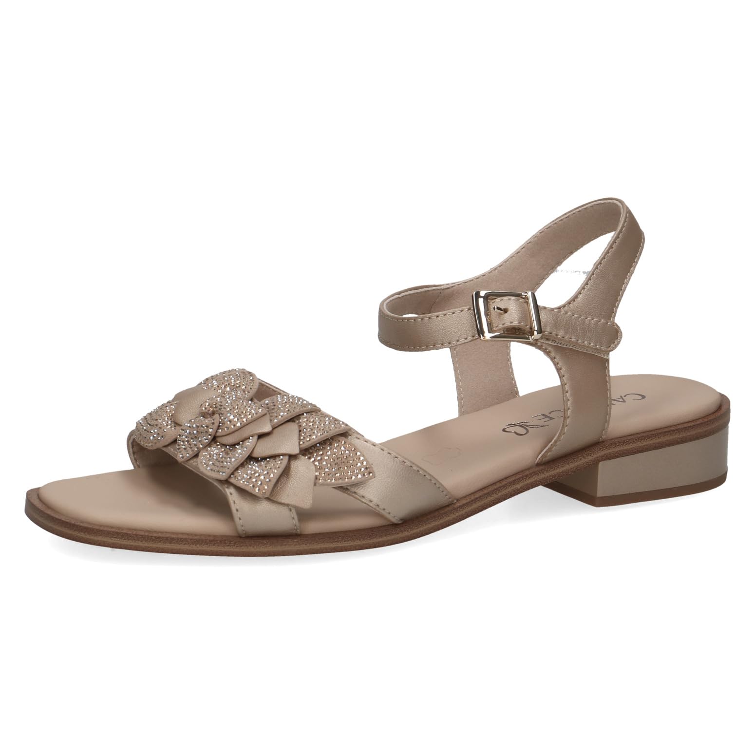Caprice women's heeled sandal in leather, Gray (STONE PERL COM), 4 UK