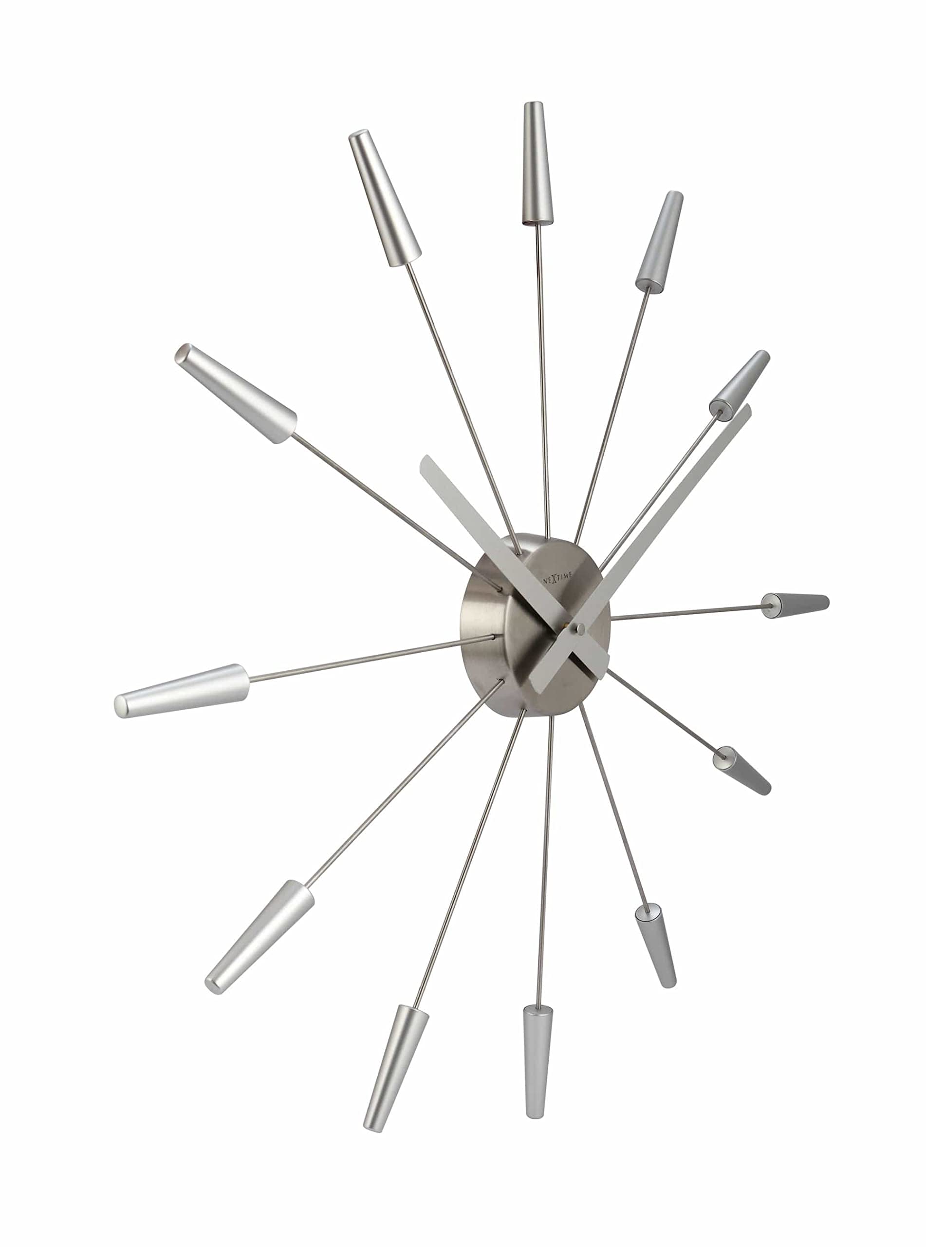 NeXtime reloj de pared "PLUG INN", muy silencioso, plateado, acero inoxidable, redondo, ø 58 cm