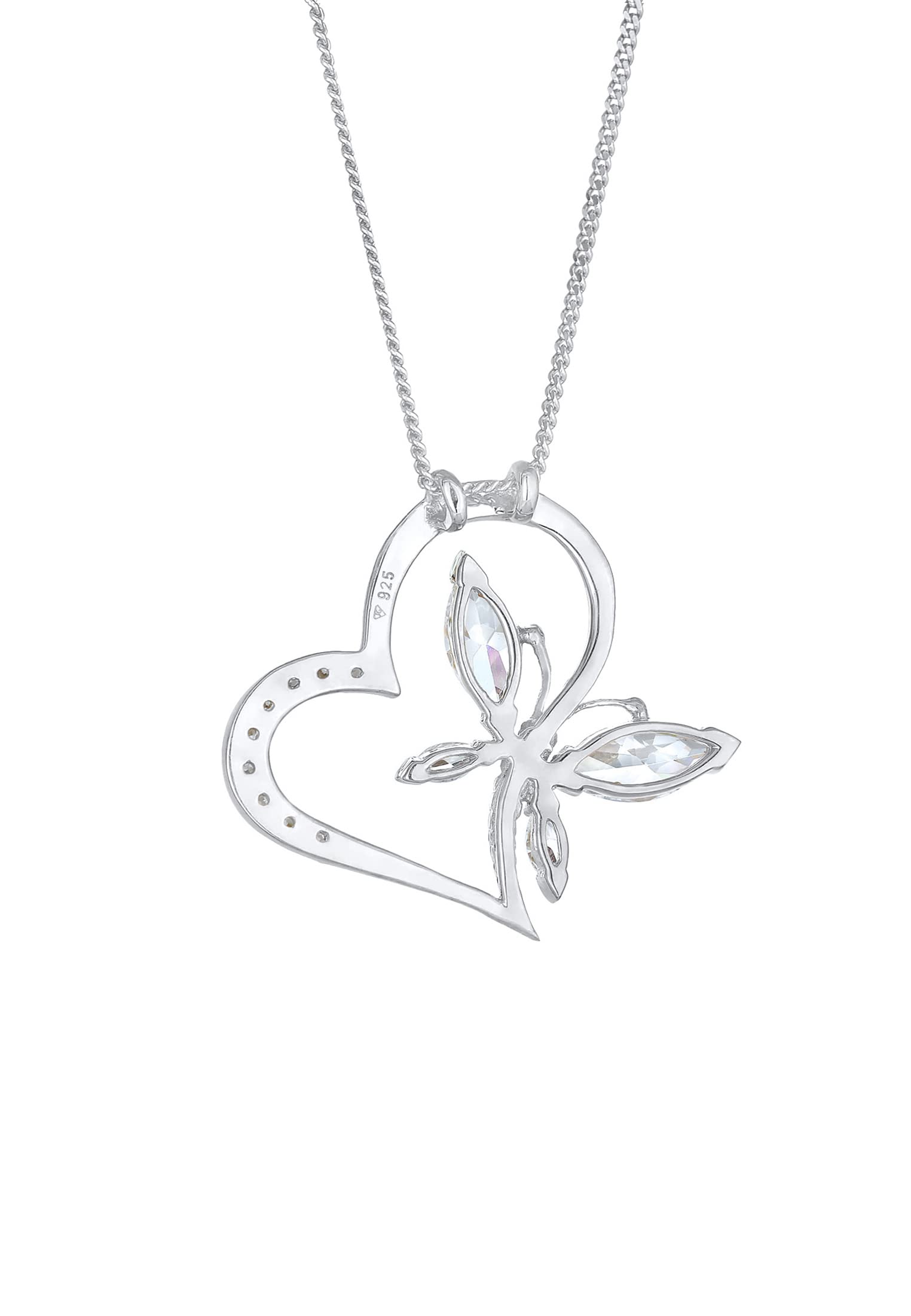 Elli Halskette Damen Herz Schmetterling Anhänger Elegant mit Zirkonia