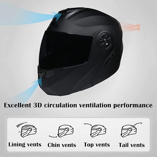 Miniatura 5 de Hanhua Casco de motocicleta abatible, casco de moto de cara completa, cascos modulares con doble visera, aprobado por DOTECE, para adultos de calle,