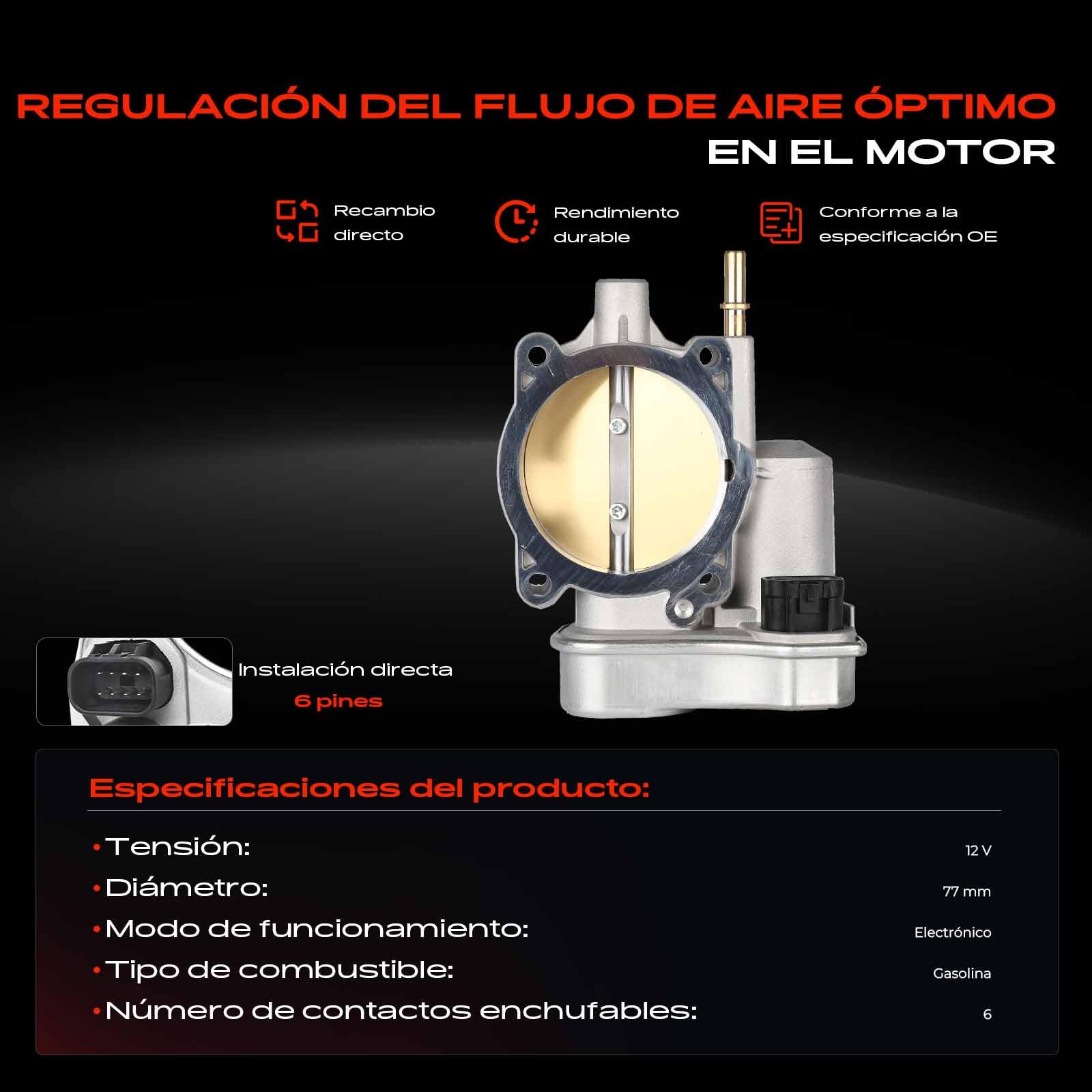 Frankberg Válvula de mariposa Cuerpo de mariposa Compatible con Trailblazer KC 4.2 AWD 9-7X 4.2 AWD Ascendel 4.2 4WD Hummer H3 3.5 Replace# 67-3006,12568580