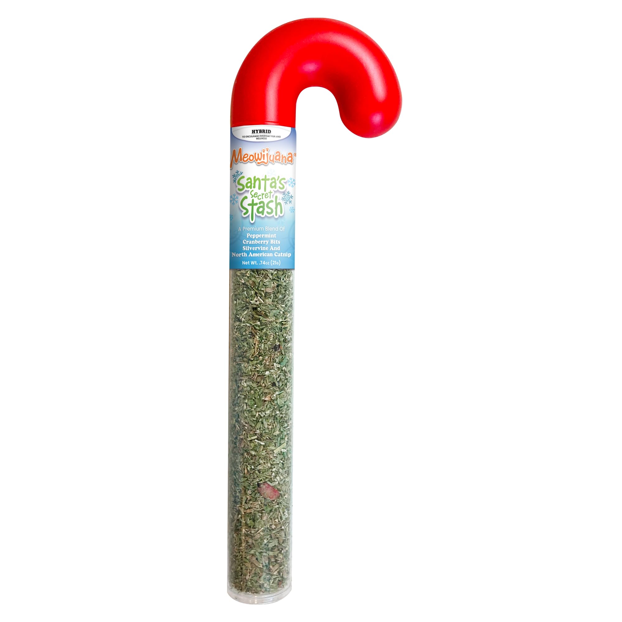 Meowijuana | Santa's Secret Stash | Holiday Catnip Filled Candy Cane | Winter Lift Catnip Blend | Cat Toys | Promotes Play and Cat Health | Organic Catnip