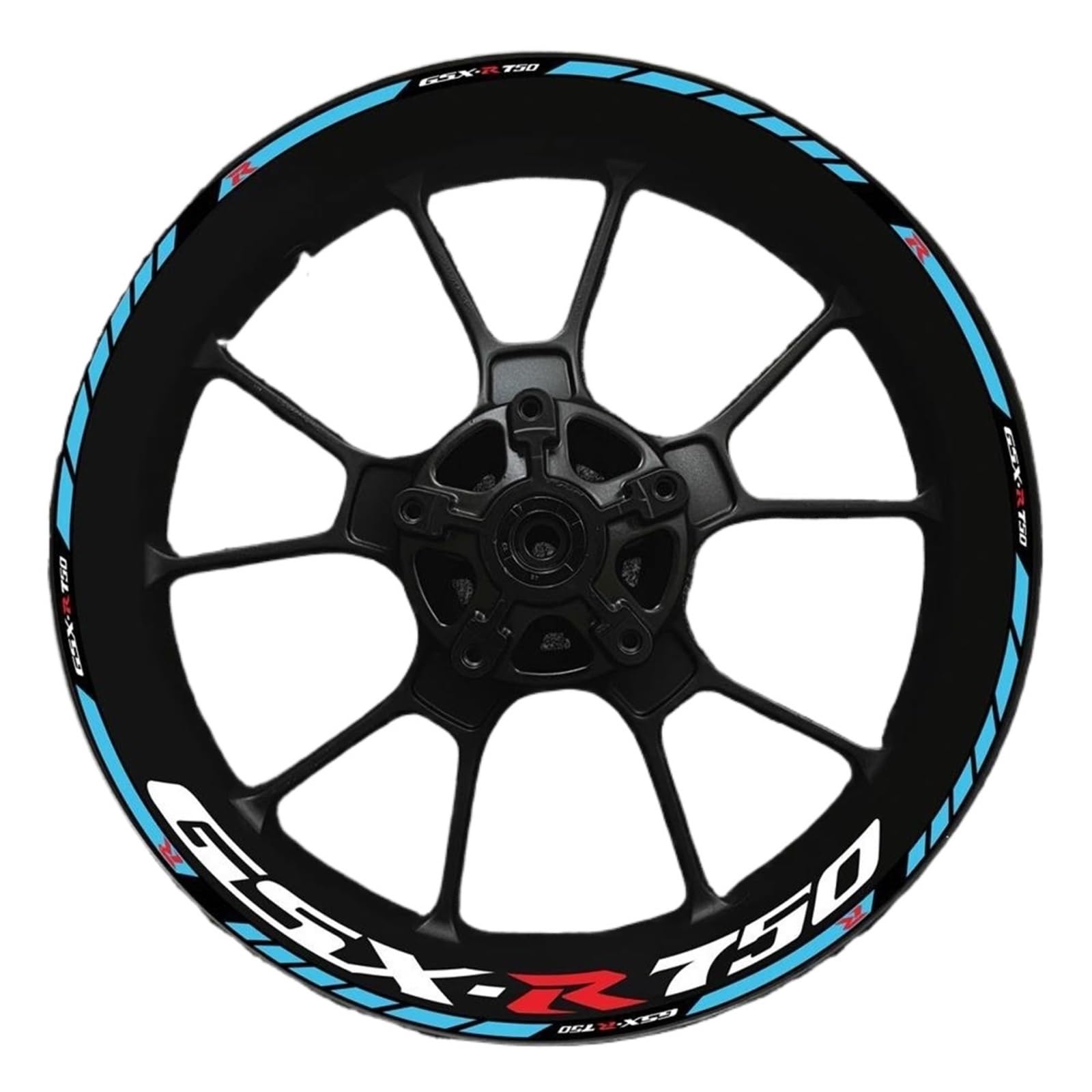 Abziehbild Motorradzubehör Für Suzuki GSX-R750 Aufkleber Reflektierende Felgenaufkleber Mit Dicken Radnabenaufklebern(Light Blue)