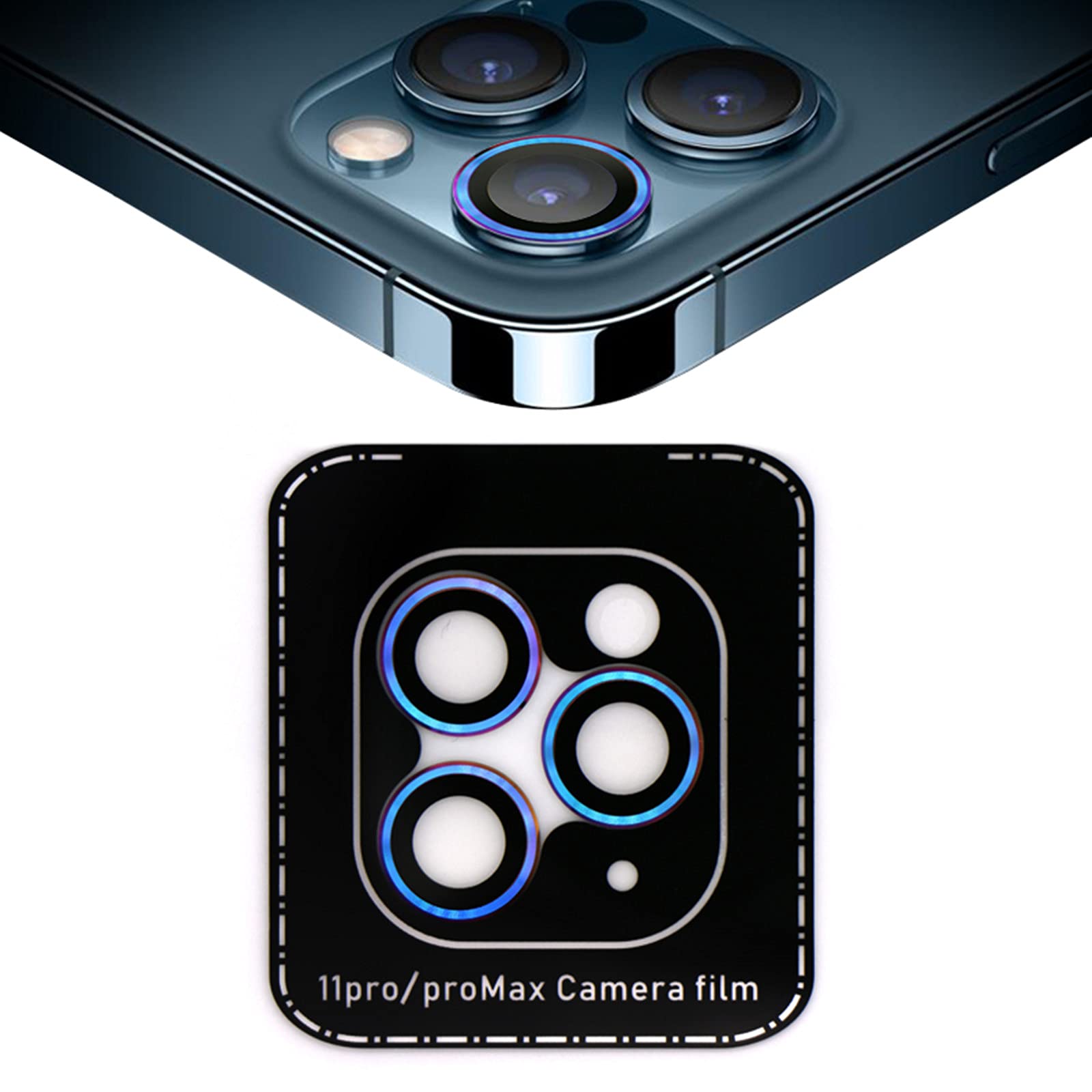 SUWEI Camera Lens Protector for iPhone 11 Pro/11 Pro Max, Aluminum Alloy Lens Screen Stiker Cover Film,Screenprotector Lens Shield, Bright Shiny Color (11Pro/11ProMax)