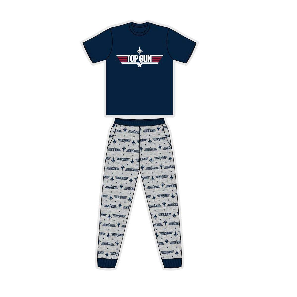 Top Gun Men's Multi /Boys Official Navy/Grey Pyjama Set/Pyjamas Size Small