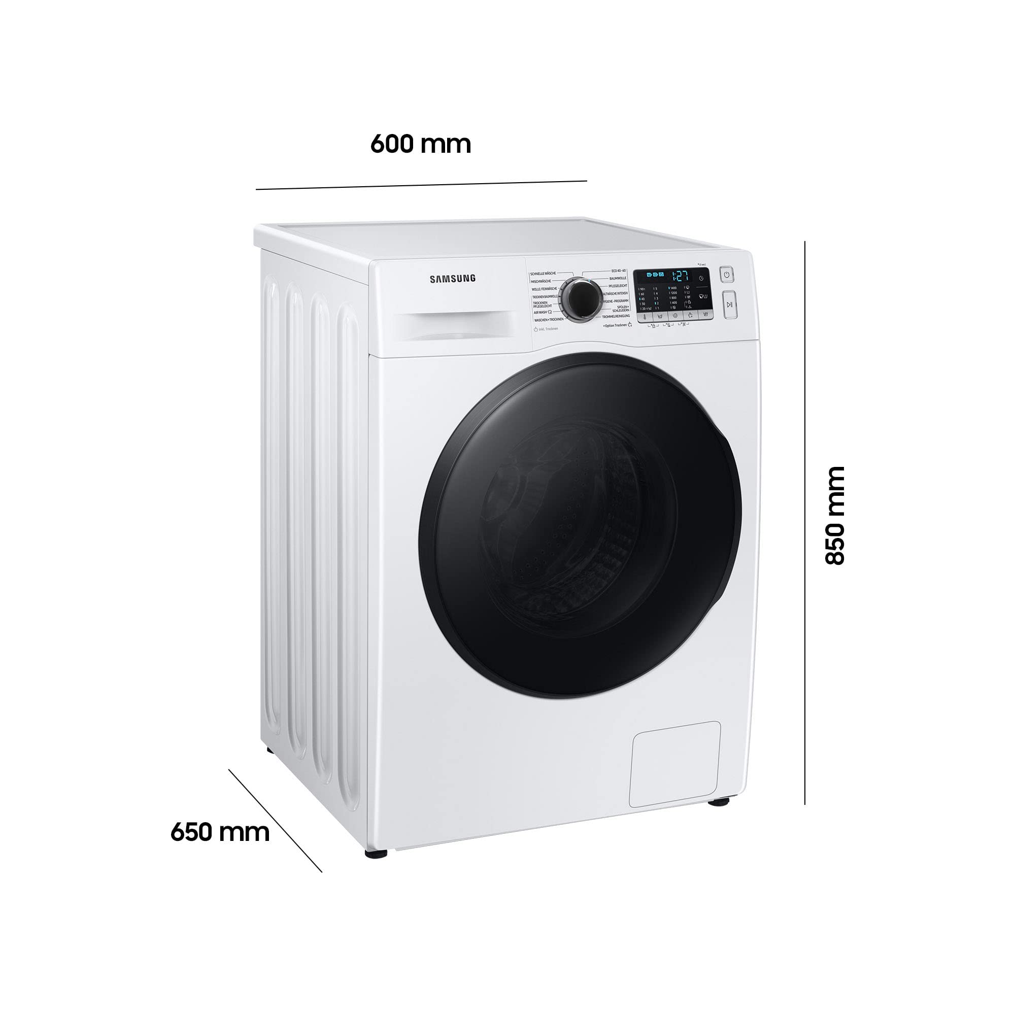 Samsung WD91TA049BE/EG Waschtrockner 9/6 kg 1400 U/min Ecobubble AirWash Hygiene-Dampfprogramm Weiß