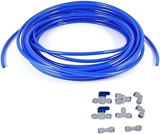 Lemoy 1/4" Quick Connect Water Purifiers Tube Fittings for RO Water Reverse Osmosis System（Ball Valve+Y+L+I+T Type）+5 meters（15 feet） tubing hose pipe（blue） for RO Water Reverse Osmosis System (blue)