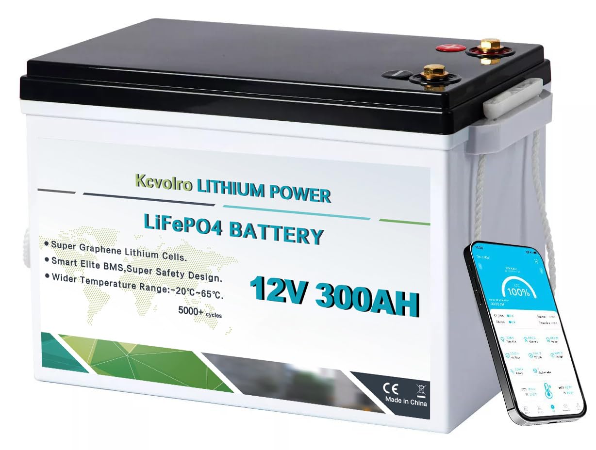 Batería de litio LiFePO4 de 300 Ah, 12 V, con protección BMS de baja temperatura de 200 A y hasta 15000 ciclos, batería de litio de 3840 W, perfecta para caravanas, aplicaciones solares y