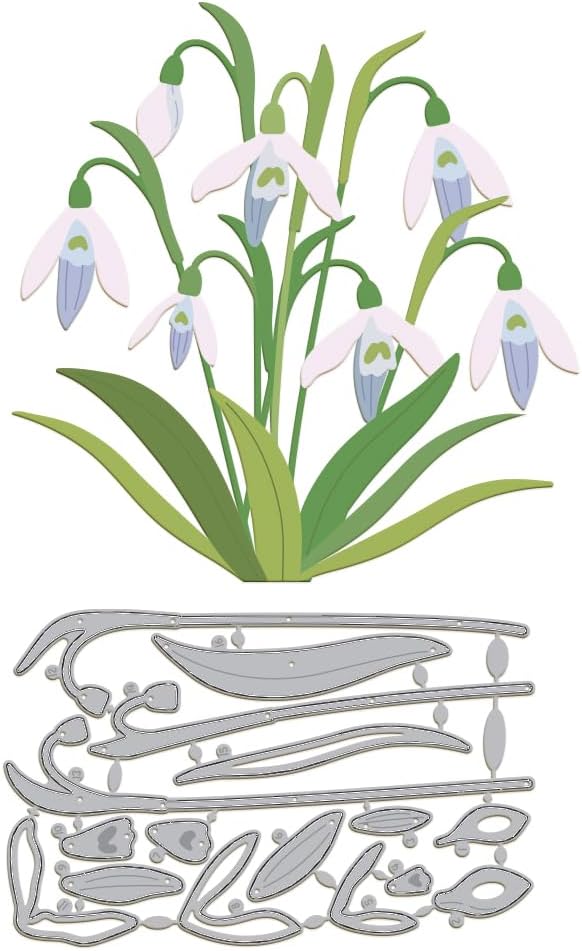 GLOBLELAND Snowdrop Flowers Cutting Dies for Card Making Metal Snowdrop Flowers Die Cuts Embossing Stencils Cutting Dies Template for Scrapbooking Journal Craft Decor