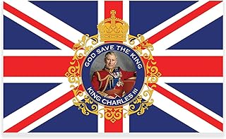 5ft x 3ft King Charles Coronation Flags (150cm x 90cm) Union Jack Decorations Great Britain Souvenir Flag for British Royal Street Parties Outdoor Events - Union Jack God Save The King