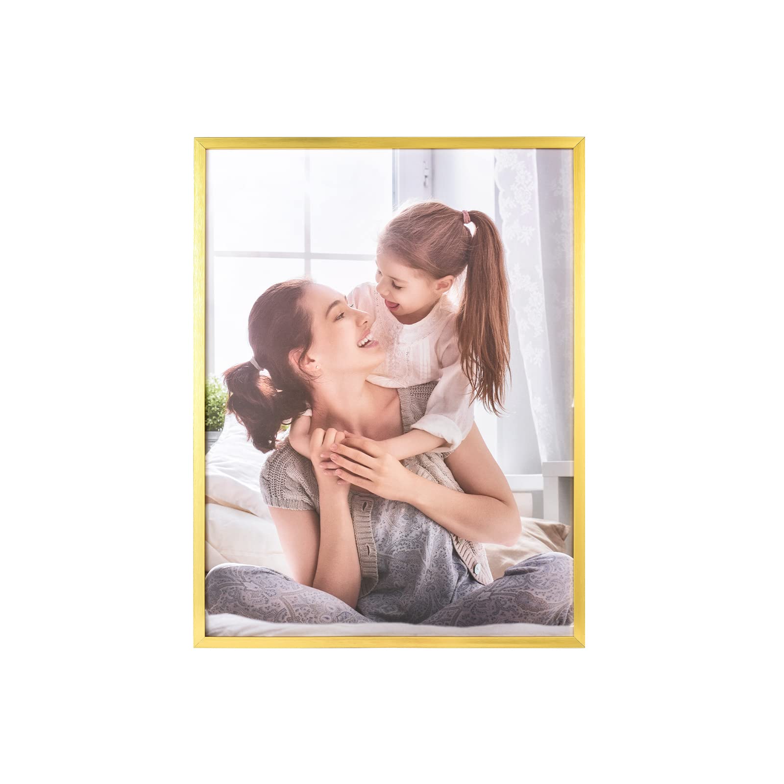 Cadre photo en aluminium doré 27,9x35,6 cm avec plexiglas poli élégant