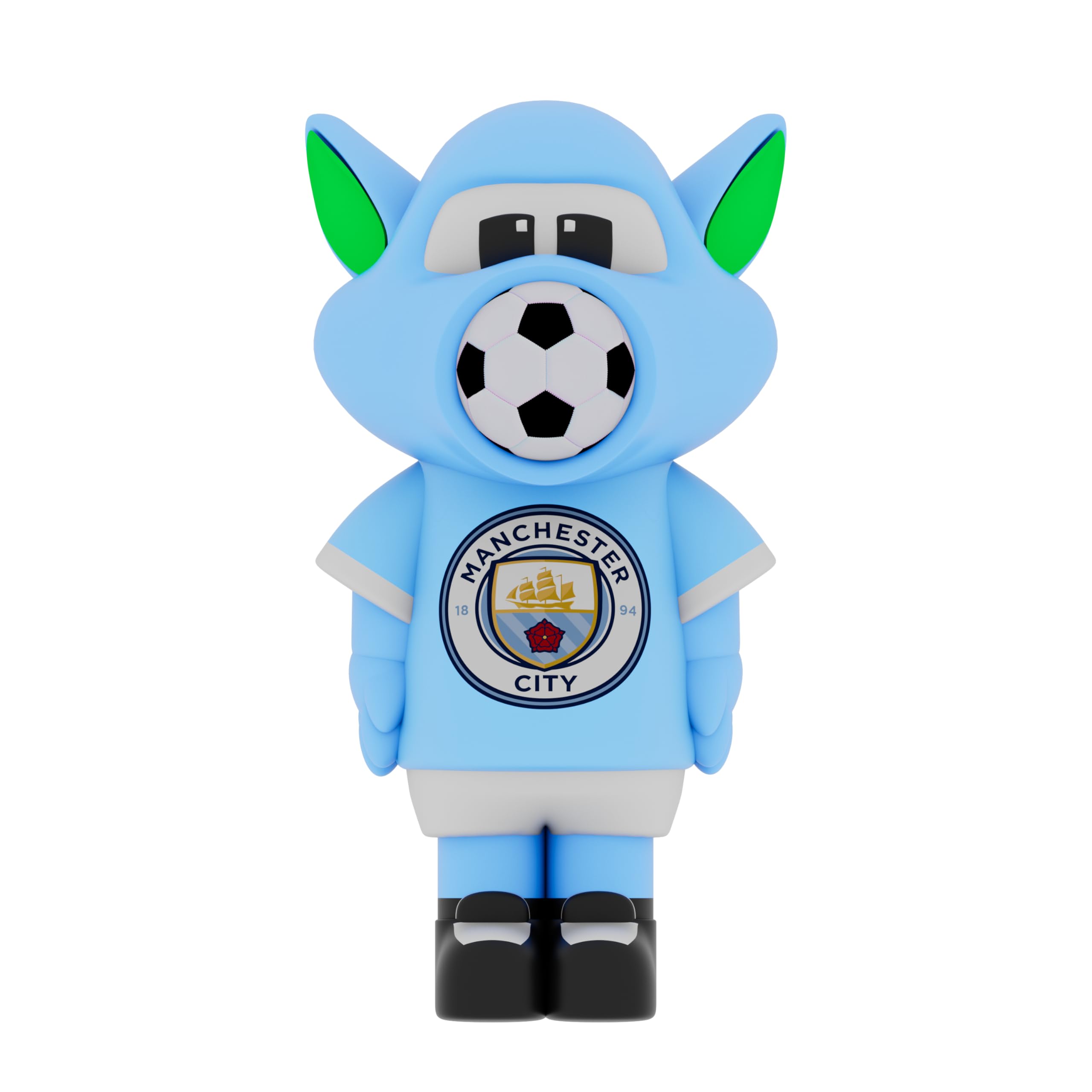 Manchester City FC Squeeze Popper Toy for Kids with 4 Soft Foam Balls | Official Man City Mascot Ball Launcher Figure | Air Powered Sensory Fidget Toy | Gift for Boys & Girls Age 5+