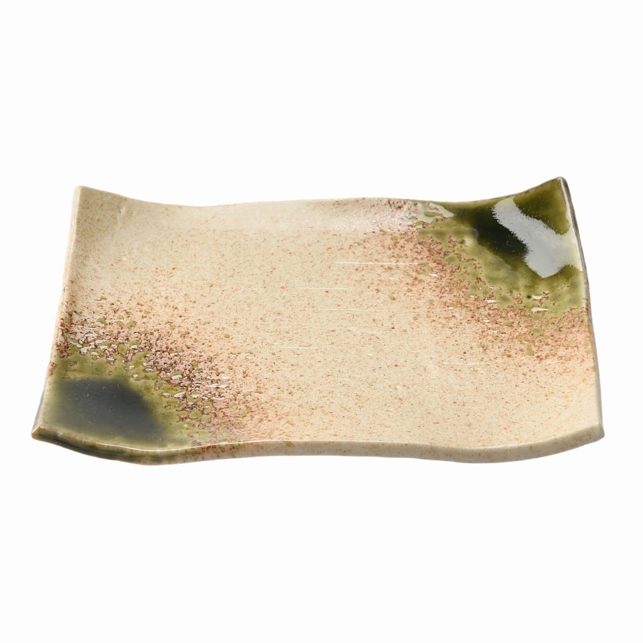 ???????(Setomonohonpo) Iga Oribe Tatara Shaped 7.0 Inch Rectangular Plate [4.8 x 7.1 x 0.7 inches (122 x 180 x 18 mm)] | Small Japanese Tableware