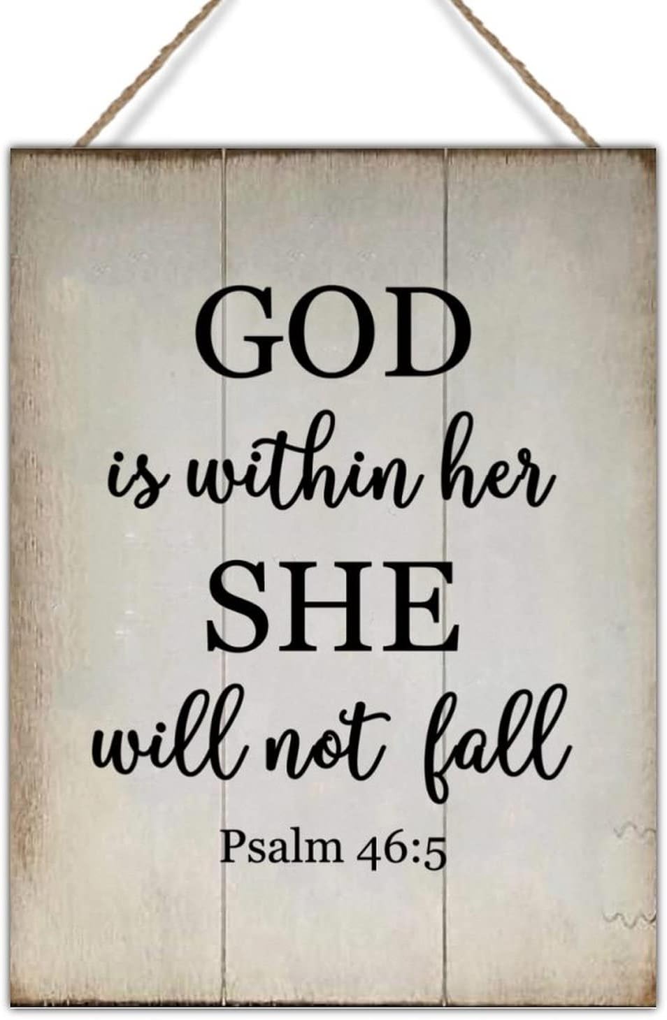 Wood Sign with Quotes God is Within Her She Will Not Fall Psalm Wood Plaques Bible Religious Christian Wood Art Plaque Vintage Wall Art Sign 18x24in New Home Wall Decoration Gift