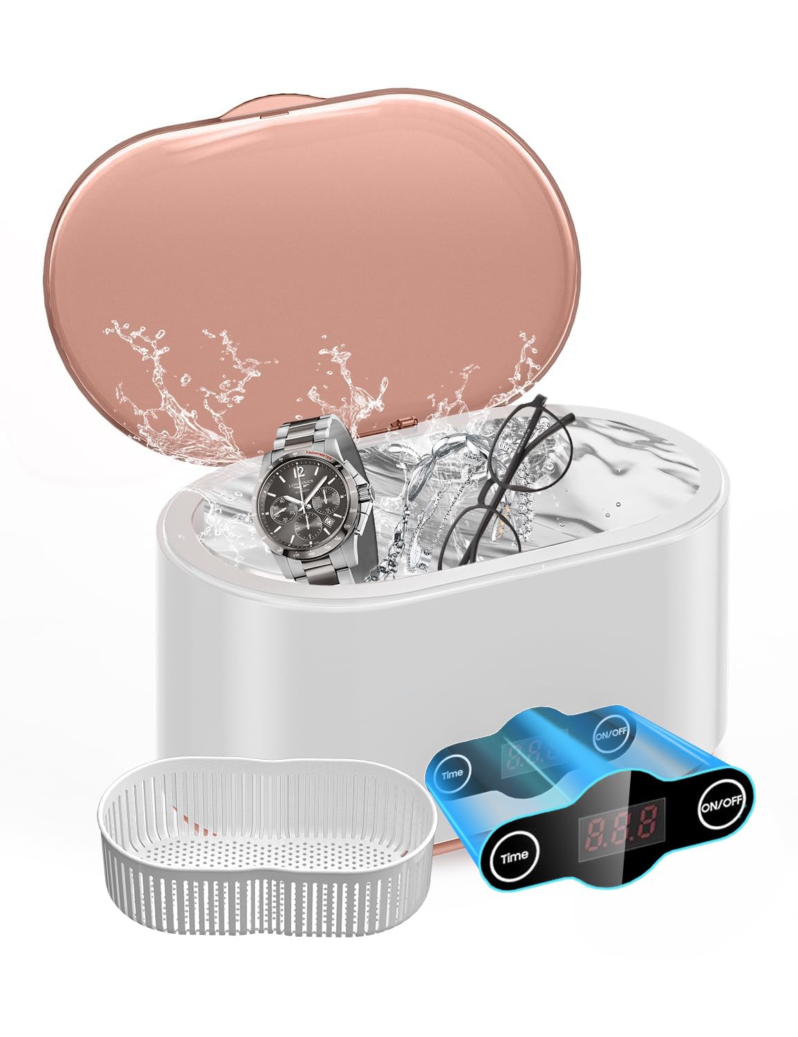 RAOTOLY 20OZ Ultrasonic Glasses Cleaner 45KHz Deep Cleaning with 5 Timer Modes Ultrasonic Retainer Cleaner for Jewelry Eyeglasses Watches Dental