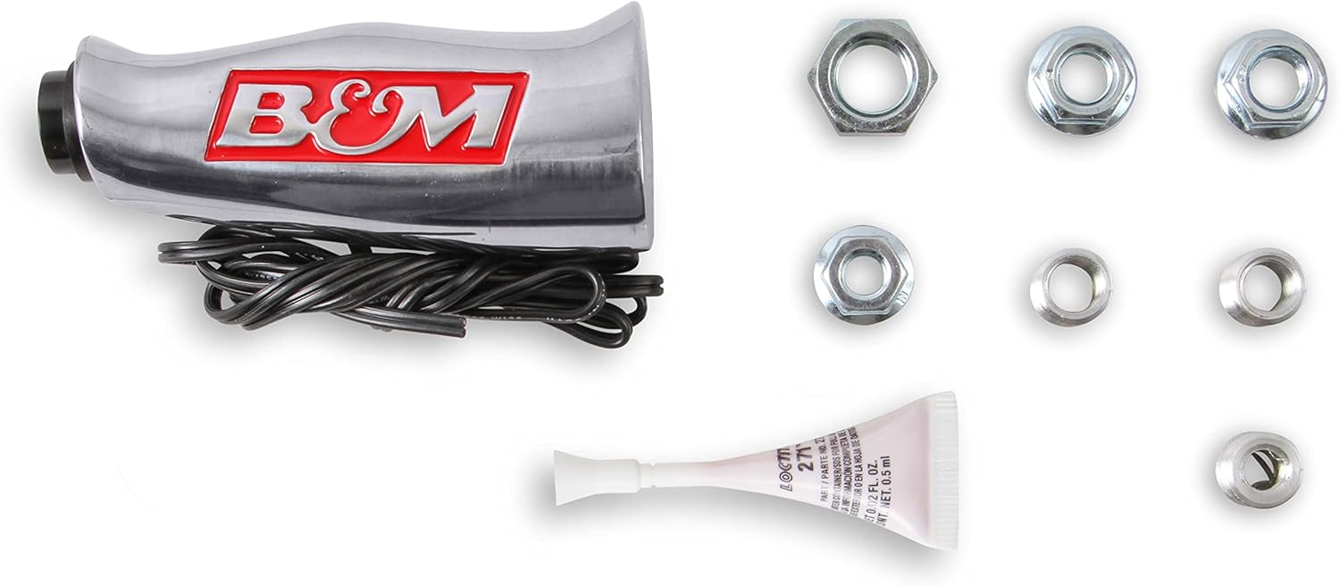 B&M 80658 Brushed Aluminum THandle Shifter Grip with Button and SAE
