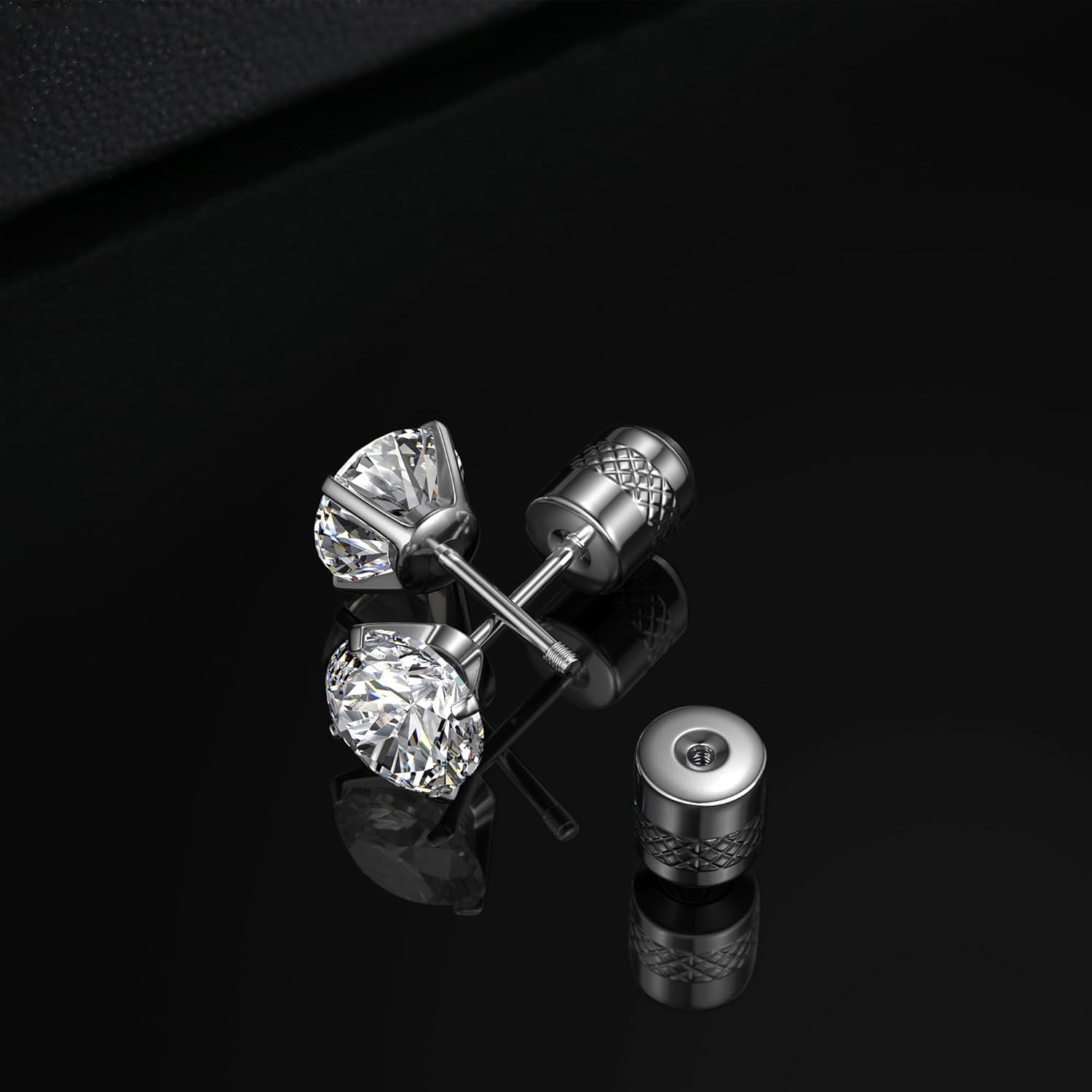 Subiceto Hypoallergenic G23 Implant Grade Titanium Screw Back Earrings 20G Pure Titanium Post for Sensitive Ears 5A Cubic Zirconia Titanium Earring Studs for Women Men Double Side Earrings Piercing Sleeper Studs Jewelry - Image 8