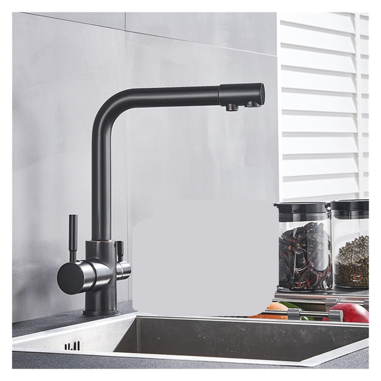 Filtre robinet de cuisine boire de l'eau pure noir or mitigeur double poignée 360